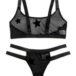Black Star Rave Festival Exotic Dancewear Lingerie Set